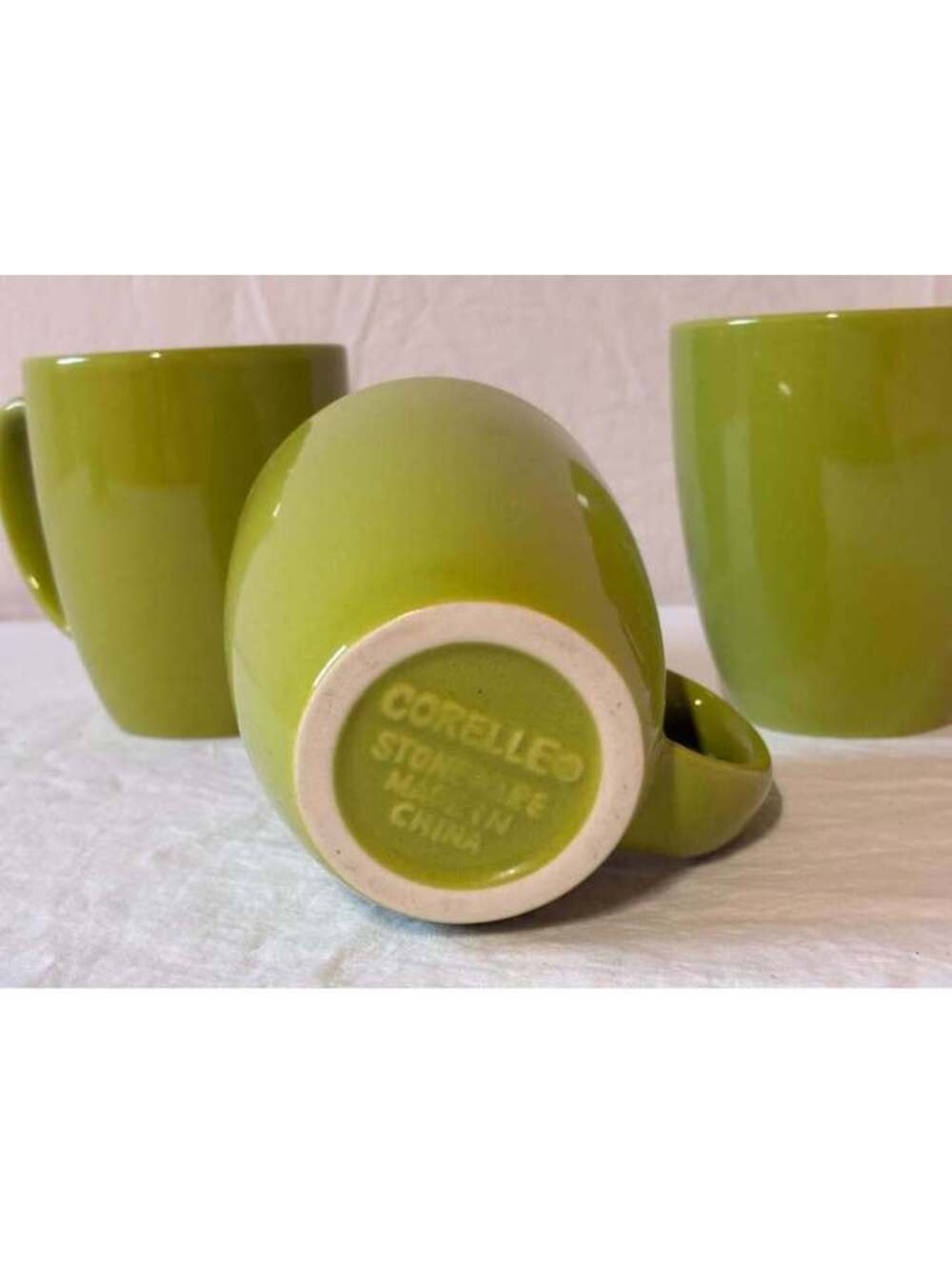 Set of 3 Corelle Stoneware Green Coffee Mugs - Picture 3 of 3